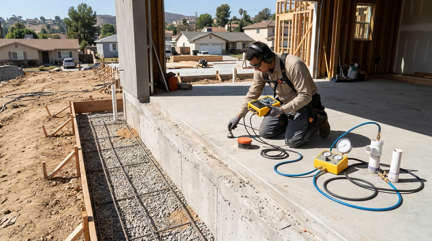 Under slab plumbing pipe inspection and slab leak repair in Petaluma CA